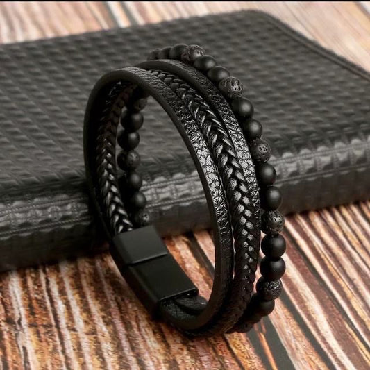 Luxury Multi-Layer Beaded Leather Bracelet