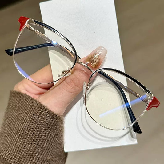 2025 Luxury Half-Rim Cat Eye Anti-Blue Light Glasses – Photochromic Auto-Tint (5 Colors)