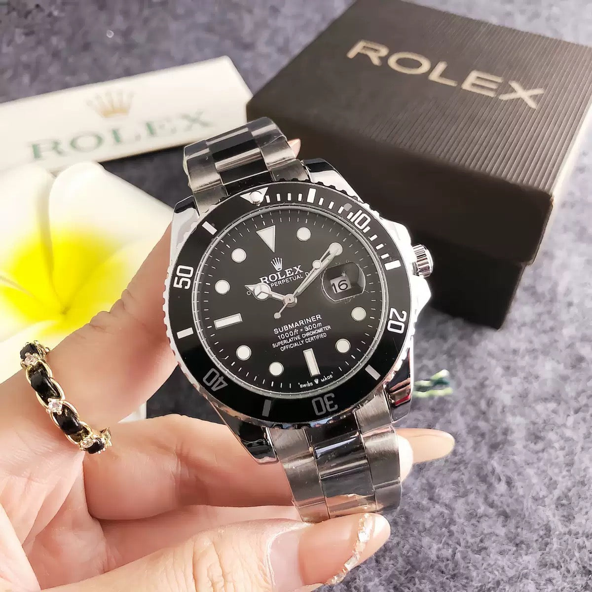 Original Men's Rolex Watch Steel Band Rotatable Bezel Waterproof