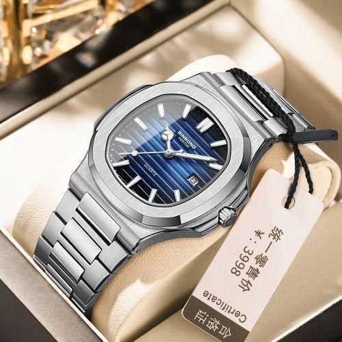 New Binbond Retro Men's. Watch  Fashion Night Light Waterproof Square Black Label