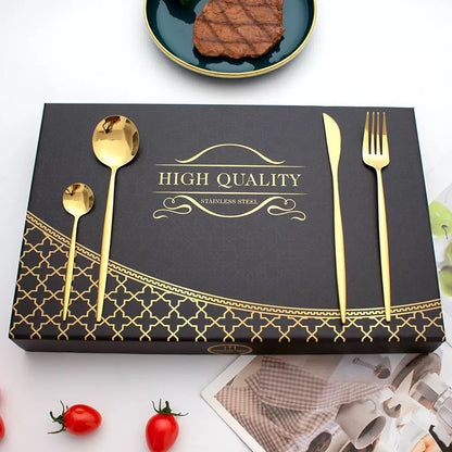 Luxury 24-Piece Gold Stainless Steel Cutlery and spoons Set – Gift Box