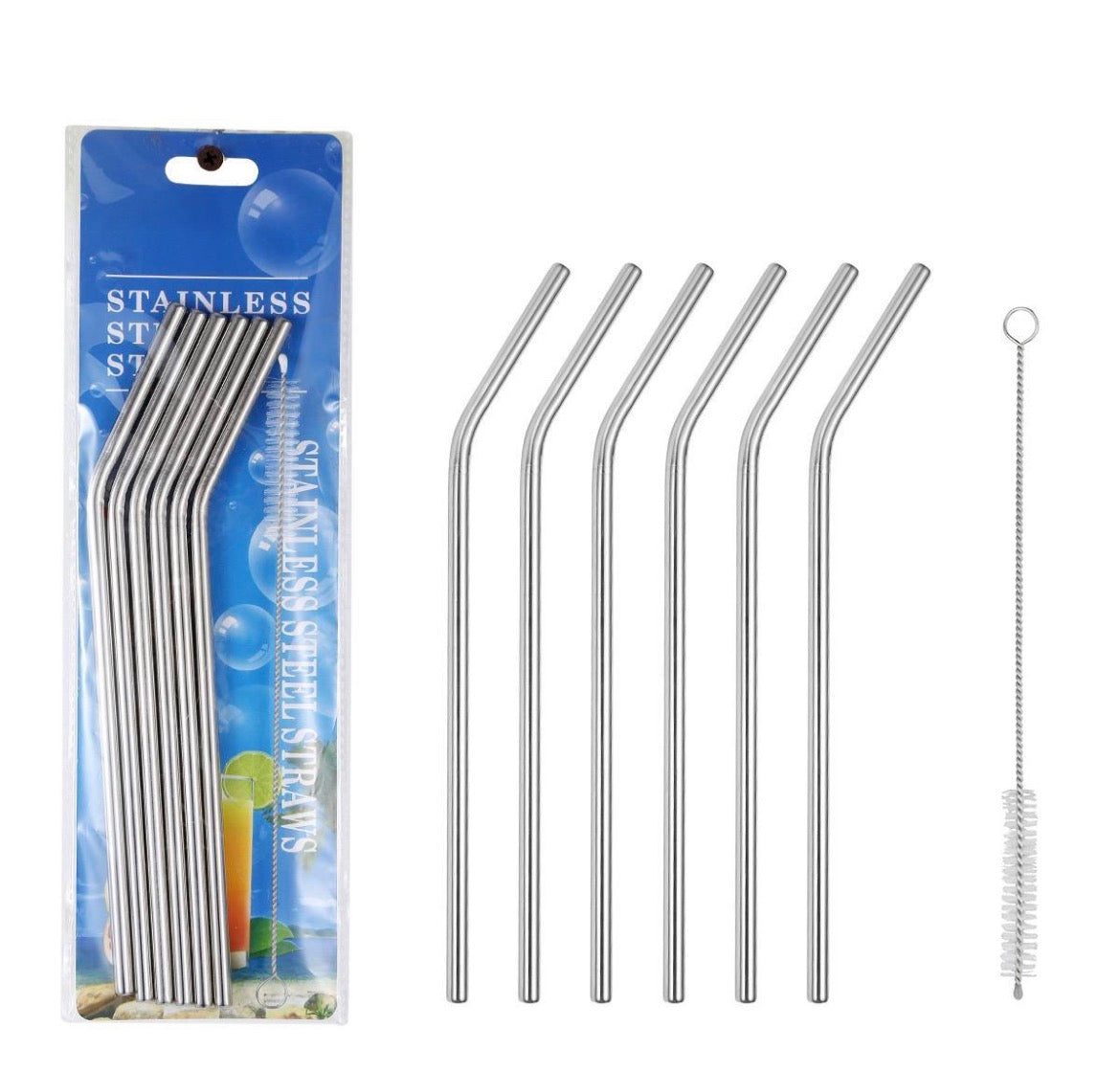 6pcs Stainless Steel Straw with Straw Cleaner