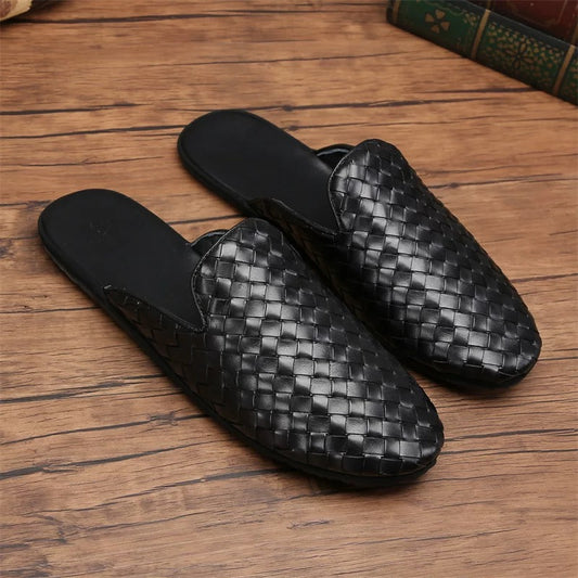 Men's summer Baotou half-tow leather hand-woven European station trendy casual sweat-absorbent breathable