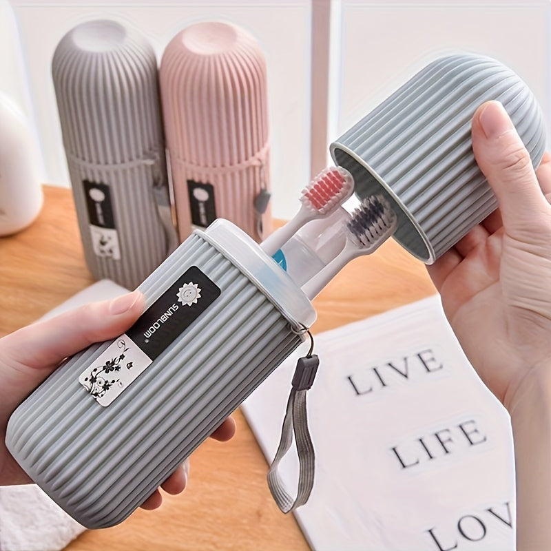 Travel toothbrush with portable storage case, rinsing cup, and toothpaste holder